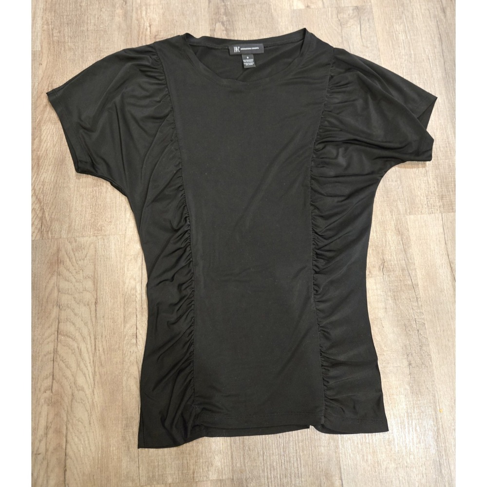 Inc International Concepts Black V Neck Drape Sides